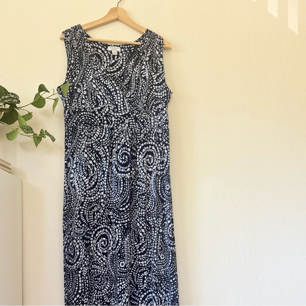 Charter Club Weekend Navy & White Sleeveless Maxi Dress – Size 0X